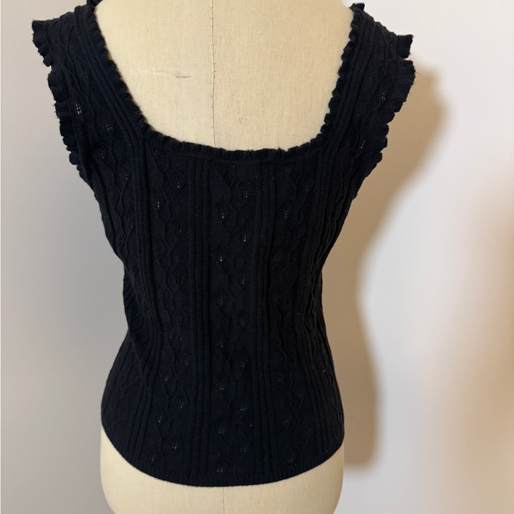 PAIGE Fosca Ruffle Organic Cotton Blend Pointelle Sweater Tank Sz. Medium